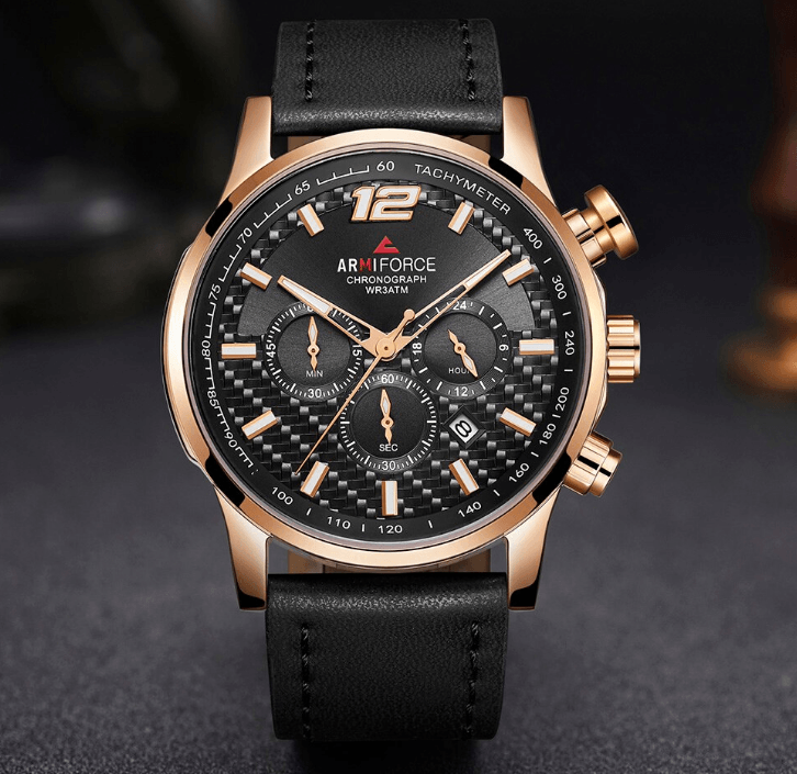 Mens Waterproof Sport Watch With Chronometers Day View And Cross-Matte Background Modern Man Watch Stevvex