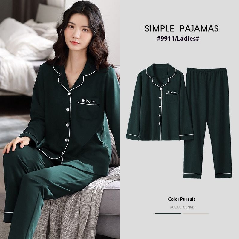 100% Cotton New Trendy  Pajamas For Women Full Sleeves Pajamas Button Down Winter Sleepwear Set Women White Cotton Pajamas Women's Loose Size V-neck Home Suit Long Sleeve Wide Leg Pants Pajamas Casual Home wear Stevvex