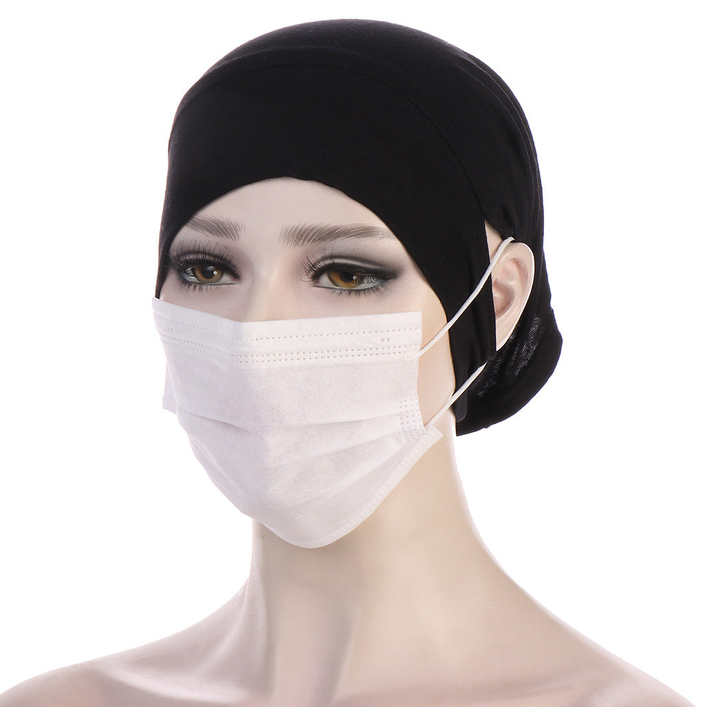 NEW Soft Cotton Hijab Breathable Turban Tie Under Scarf Elegant Ear Hole Stretch Inner Hijabs Lightweight Turban Round Front Under Hijab Caps Female Turban Bonnet Stevvex