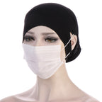 NEW Soft Cotton Hijab Breathable Turban Tie Under Scarf Elegant Ear Hole Stretch Inner Hijabs Lightweight Turban Round Front Under Hijab Caps Female Turban Bonnet Stevvex