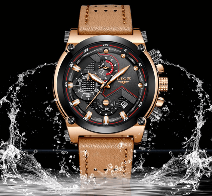 Men's Waterproof Modern Watch With Leather Belts, Stainless Steel Case Excellent Look Perfect Gift Stevvex