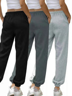 3 Piece Drawstring Joggers with Pockets THRIXINE