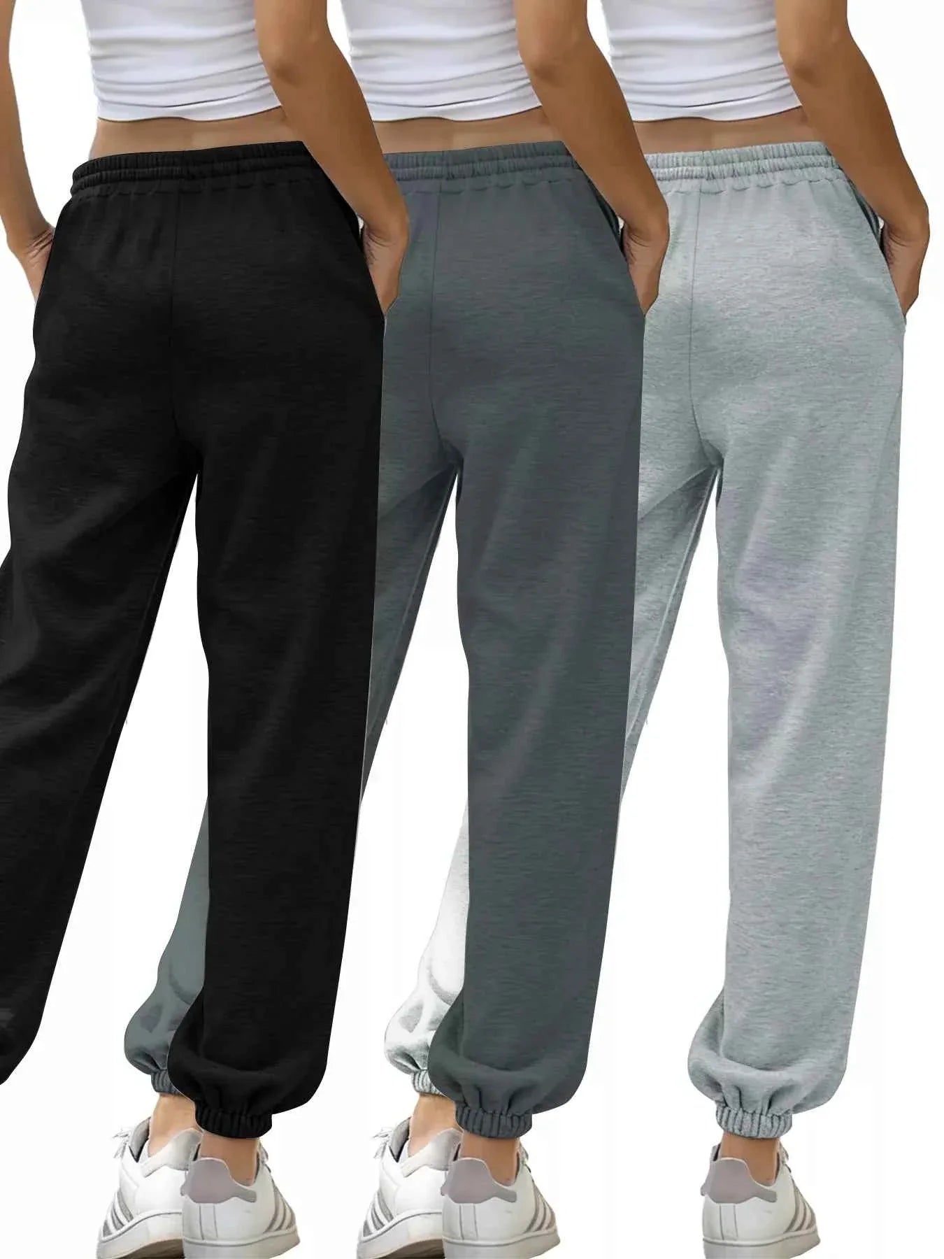 3 Piece Drawstring Joggers with Pockets THRIXINE