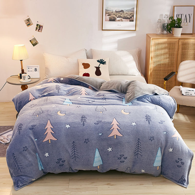 Plush Thick Snowflake Duvet Cover Single Piece Flannel Pi-Mart