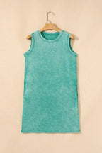 Beau Blue Mineral Wash Pocket Tank Mini Dress