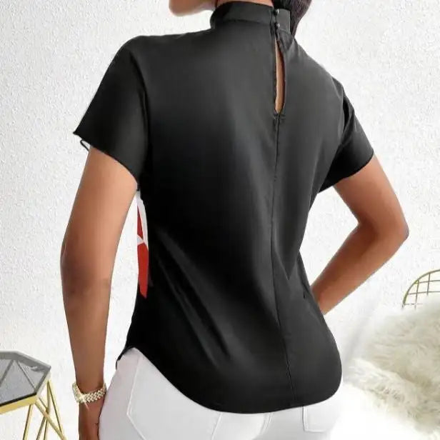 Women's New Small Stand Up Collar Loose Fit Comfortable And Elegant Temperament Floral Print Top - SJB-DIAMOND ELITES