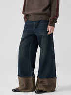 Brown Blue Nano Water Foot Washing Mouth Reverse Stitching Raw Hem Jeans Lootquake LLC
