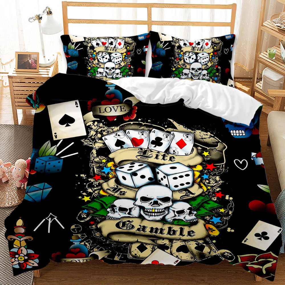 Three-piece Skull Digital Printing Duvet Cover Pi-Mart