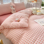 Washed Cotton Bedding Set - Plant and Flower Pattern Four-Piece Duvet Cover Set Pi-Mart