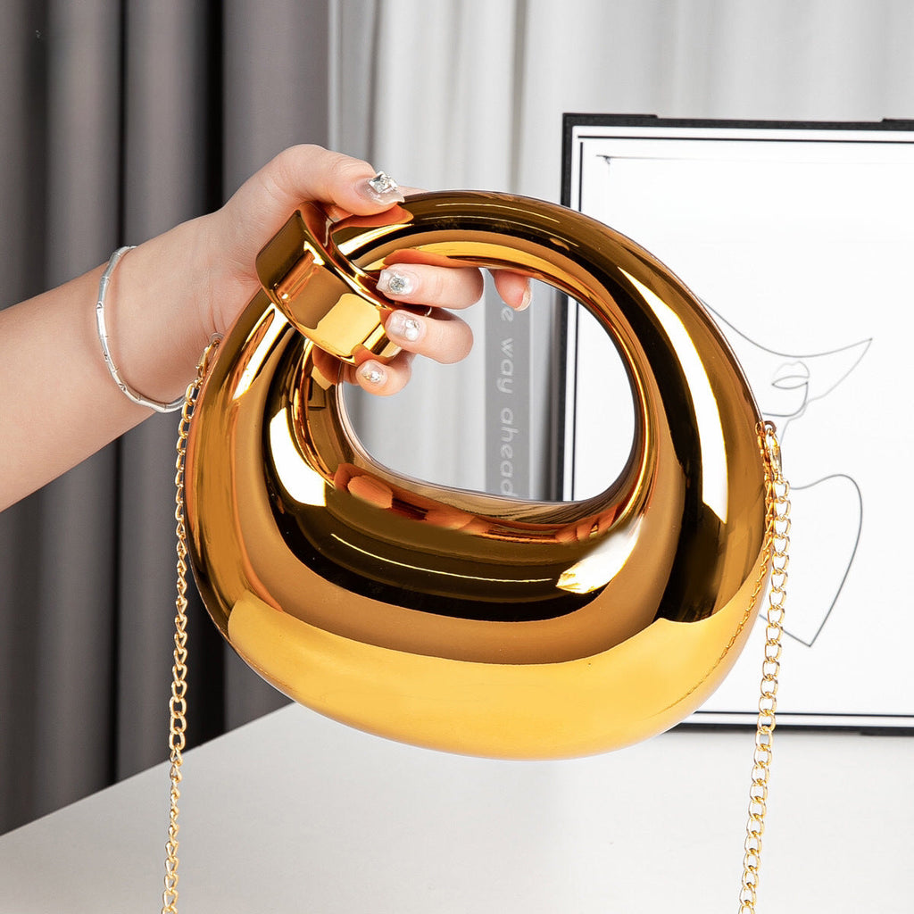 Acrylic gold box, goose egg shaped party purse, cloud shell evening clutch purse, messenger bag, clutch purse party, prom bag, party purse, prom bags clutch, Wedding purse - SJB-DIAMOND ELITES