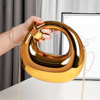 Acrylic gold box, goose egg shaped party purse, cloud shell evening clutch purse, messenger bag, clutch purse party, prom bag, party purse, prom bags clutch, Wedding purse - SJB-DIAMOND ELITES