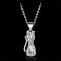 Cute Kitty Zircon Pendant Alloy Plated Silver Accessories Necklace Pi-Mart