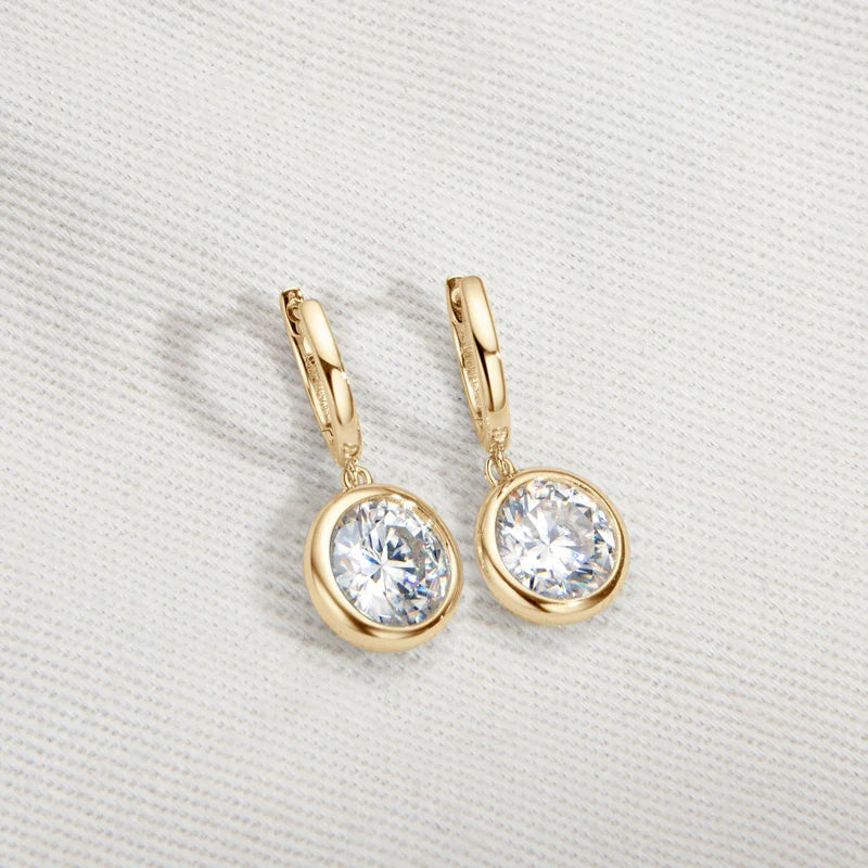 14K Gold Moissanite Hoop Drop Earrings 1.3CT D VVS1 925 Sterling Silver BandsCo Straps