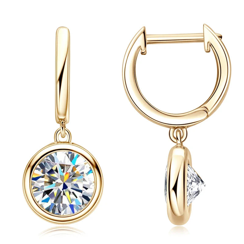 14K Gold Moissanite Hoop Drop Earrings 1.3CT D VVS1 925 Sterling Silver BandsCo Straps