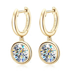 14K Gold Moissanite Hoop Drop Earrings 1.3CT D VVS1 925 Sterling Silver BandsCo Straps