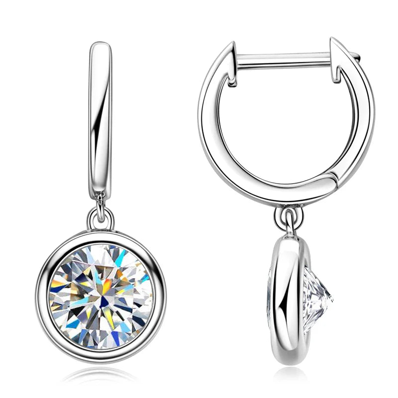 14K Gold Moissanite Hoop Drop Earrings 1.3CT D VVS1 925 Sterling Silver BandsCo Straps