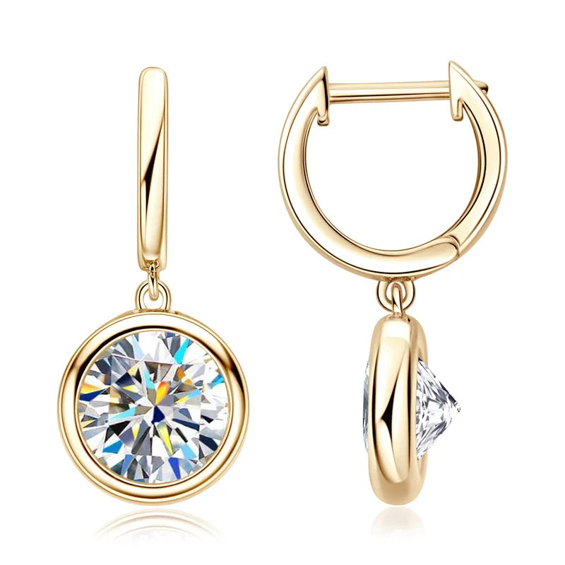 14K Gold Moissanite Hoop Drop Earrings 1.3CT D VVS1 925 Sterling Silver BandsCo Straps