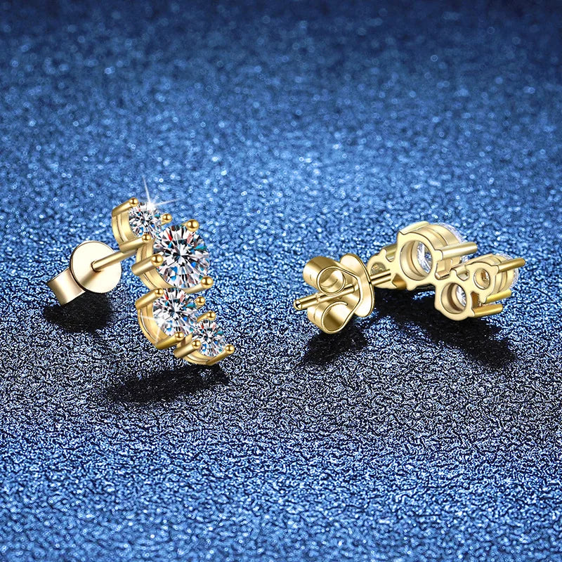 14K Gold Plated 925 Silver 2ct D Moissanite Stud Earrings For Women BandsCo Straps