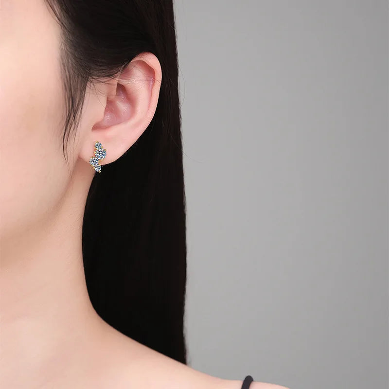 14K Gold Plated 925 Silver 2ct D Moissanite Stud Earrings For Women BandsCo Straps