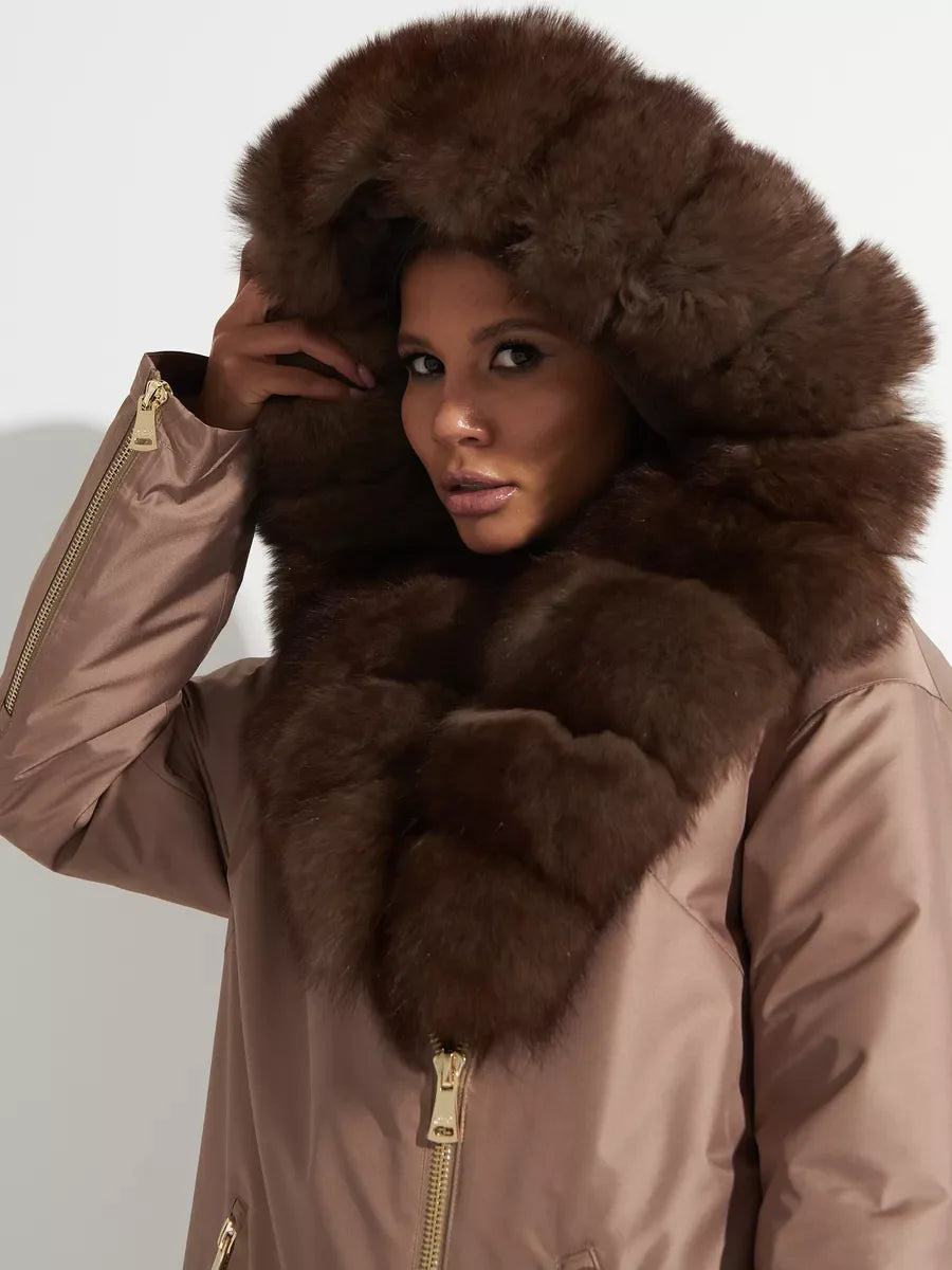 Genuine Polar Fox Fur Trim Rabbit Fur Insulated Parka - SJB-DIAMOND ELITES