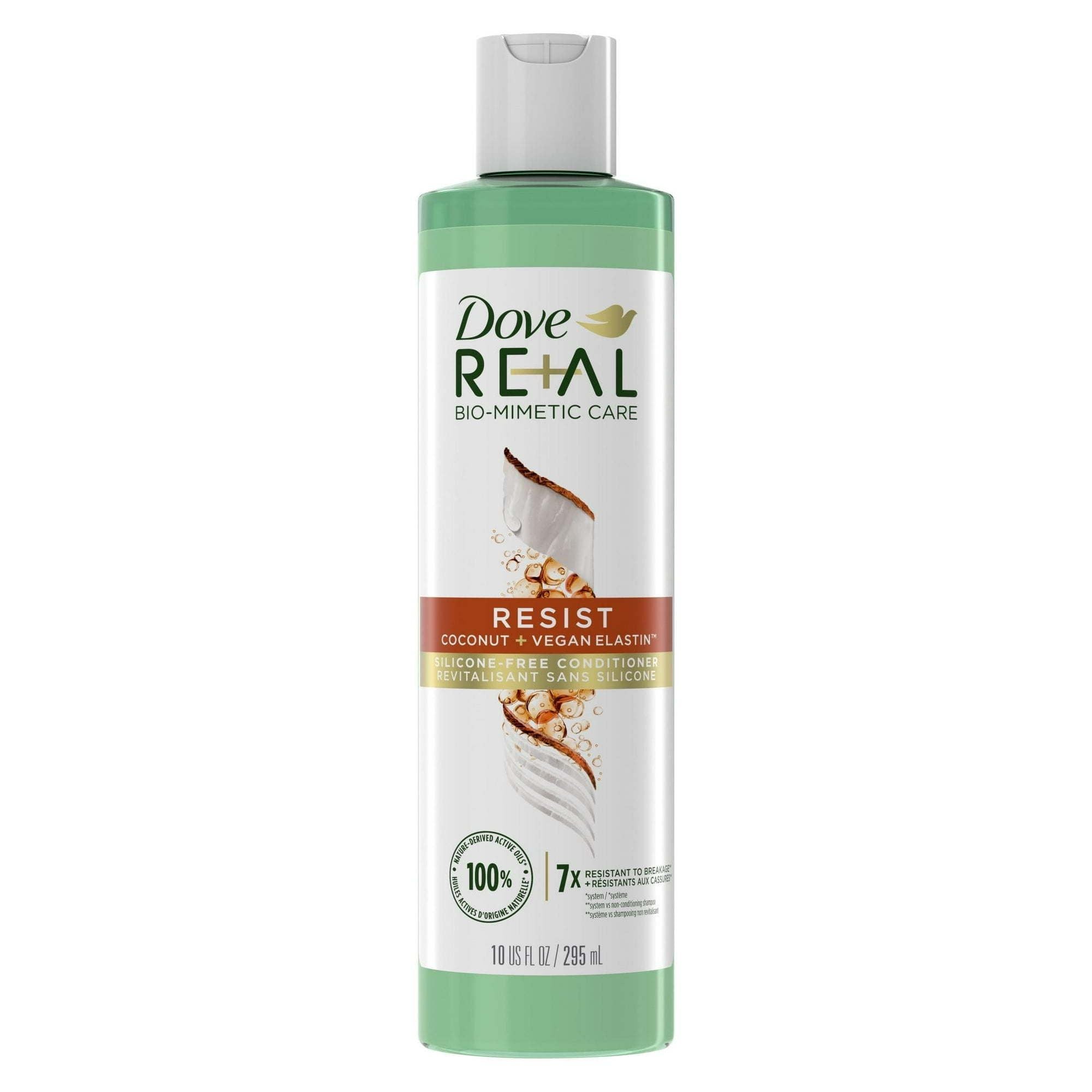 Dove Real Bio-Mimetic Care Daily Conditioner with Vegan Elastin, Coconut, 10 fl oz