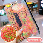 1500Pcs/Bag Girls Colorful Small Disposable Rubber Bands Children Elastic Hair Bands Ponytail Holder Scrunchie Ponytail Holder Accessories for Women Girls Stevvex