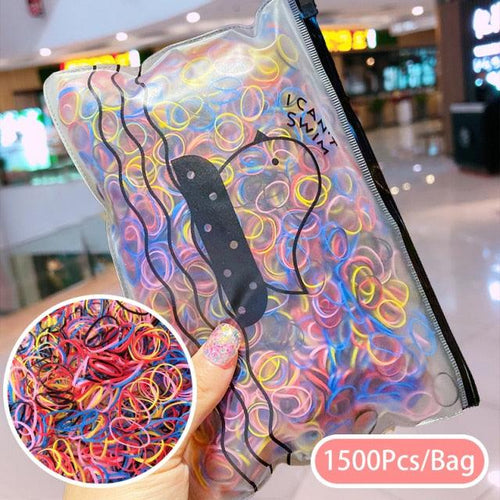 1500Pcs/Bag Girls Colorful Small Disposable Rubber Bands Children Elastic Hair Bands Ponytail Holder Scrunchie Ponytail Holder Accessories for Women Girls Stevvex