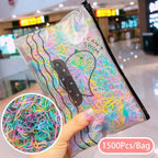 1500Pcs/Bag Girls Colorful Small Disposable Rubber Bands Children Elastic Hair Bands Ponytail Holder Scrunchie Ponytail Holder Accessories for Women Girls Stevvex