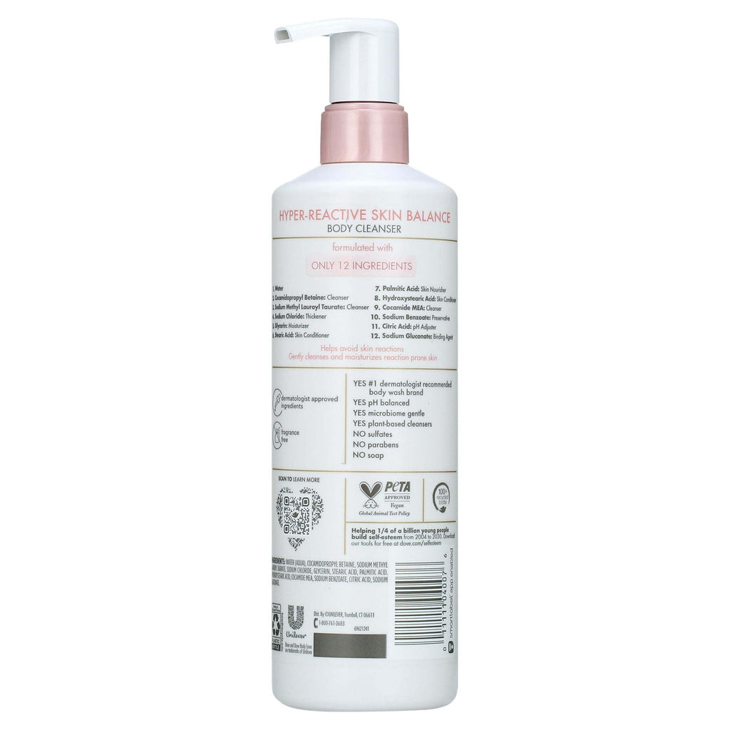 Dove Body Love Hyper Reactive Skin Balance Daily Use Women's Body Wash, Fragrance Free, 17.5 fl oz EasyOptionXY LLC