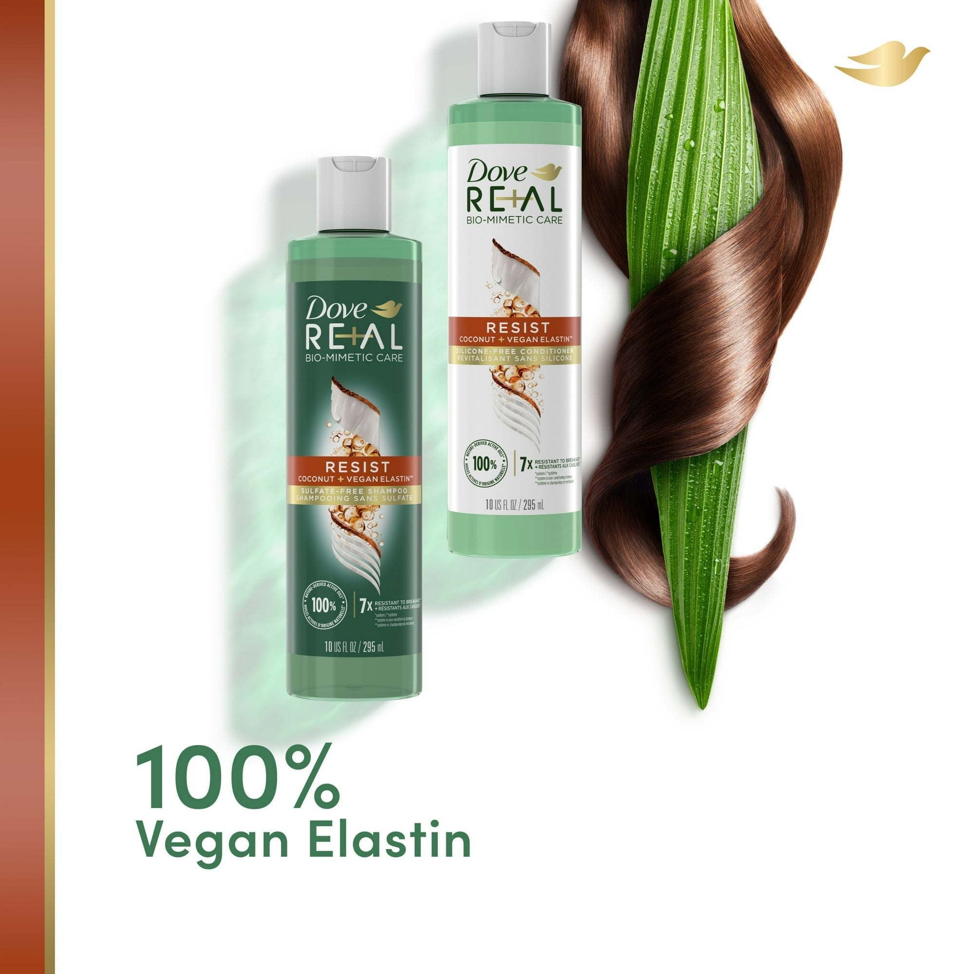 Dove Real Biomimetic Care Resist Daily Shampoo with Vegan Elastin All Hair Types, Coconut, 10 fl oz EasyOptionXY LLC