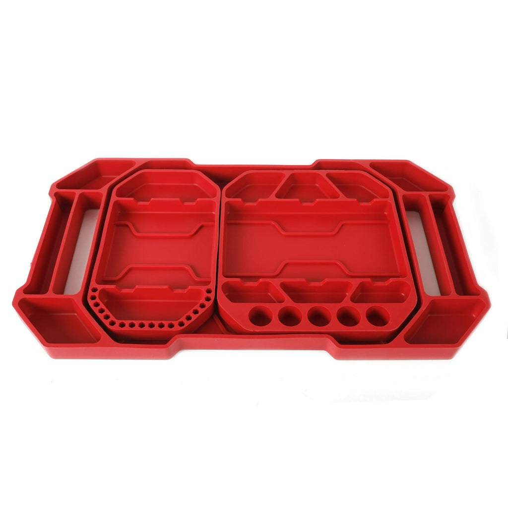 Hyper Tough 3-Piece Silicone Tool Organizer Tray, Flexible, Red, Automotive Use, New