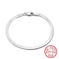 S925 Sterling Silver Bracelet Flat Snake Bone Pi-Mart