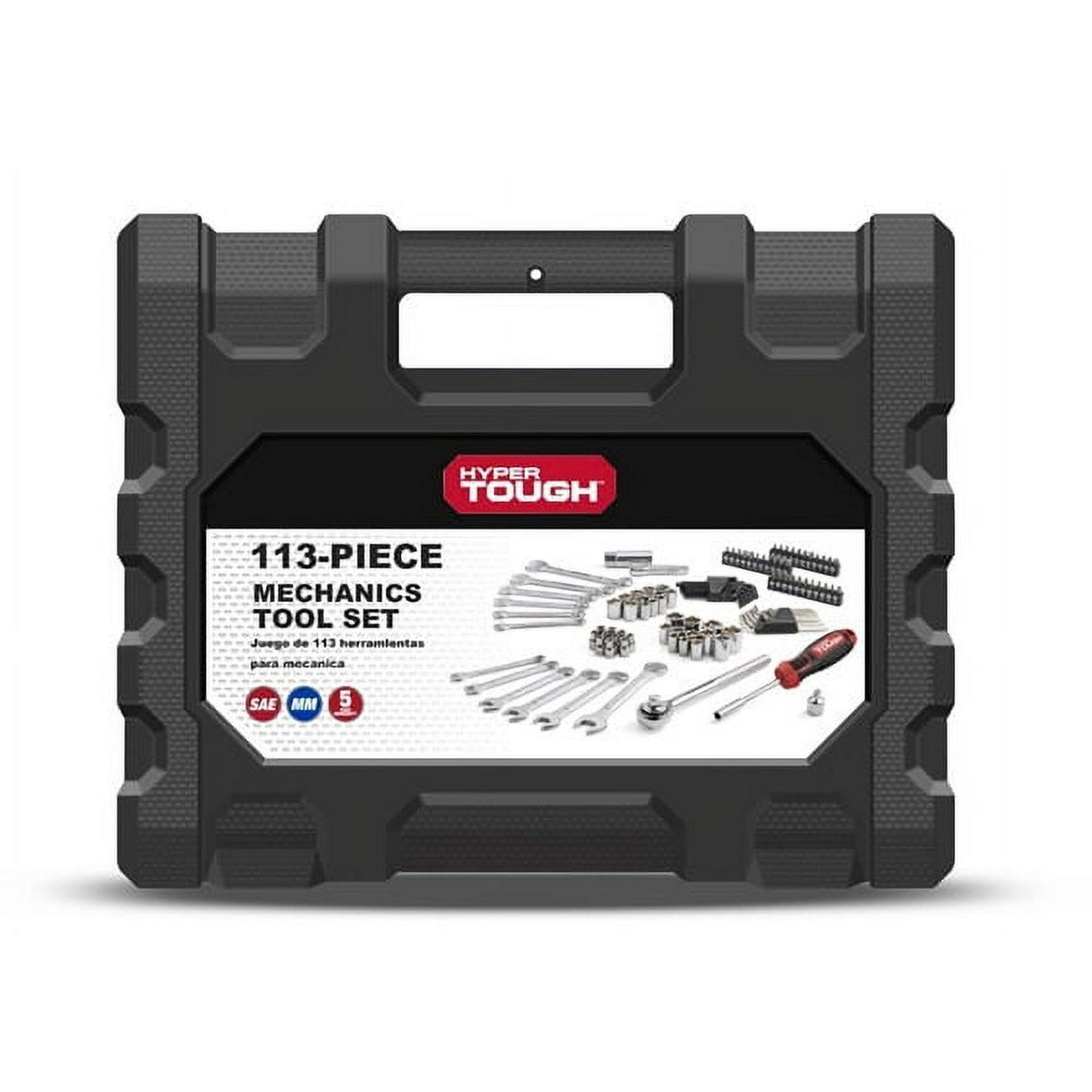 Hyper Tough 113 Piece 1/4 and 3/8 inch Drive SAE Mechanics Tool Set, New Condition EasyOptionXY LLC