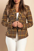 Brown Plaid Chiarana Blazer - Mustard Accents | Italian Made