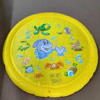 150cm Pet Play Water Spray Splash Mat Inflatable Sprinkler Cushion Pads Outdoor Garden Fountain Toy Tub Swimming Pool for Kids And Dog Portable Inflatable Water Toy Paddling Pools for Pets Inflatable Splash Sprinkler Pad Stevvex