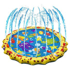 150cm Pet Play Water Spray Splash Mat Inflatable Sprinkler Cushion Pads Outdoor Garden Fountain Toy Tub Swimming Pool for Kids And Dog Portable Inflatable Water Toy Paddling Pools for Pets Inflatable Splash Sprinkler Pad Stevvex