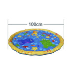 150cm Pet Play Water Spray Splash Mat Inflatable Sprinkler Cushion Pads Outdoor Garden Fountain Toy Tub Swimming Pool for Kids And Dog Portable Inflatable Water Toy Paddling Pools for Pets Inflatable Splash Sprinkler Pad Stevvex
