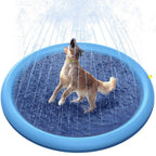 150cm Pet Play Water Spray Splash Mat Inflatable Sprinkler Cushion Pads Outdoor Garden Fountain Toy Tub Swimming Pool for Kids And Dog Portable Inflatable Water Toy Paddling Pools for Pets Inflatable Splash Sprinkler Pad Stevvex