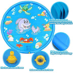 150cm Pet Play Water Spray Splash Mat Inflatable Sprinkler Cushion Pads Outdoor Garden Fountain Toy Tub Swimming Pool for Kids And Dog Portable Inflatable Water Toy Paddling Pools for Pets Inflatable Splash Sprinkler Pad Stevvex