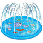 150cm Pet Play Water Spray Splash Mat Inflatable Sprinkler Cushion Pads Outdoor Garden Fountain Toy Tub Swimming Pool for Kids And Dog Portable Inflatable Water Toy Paddling Pools for Pets Inflatable Splash Sprinkler Pad Stevvex