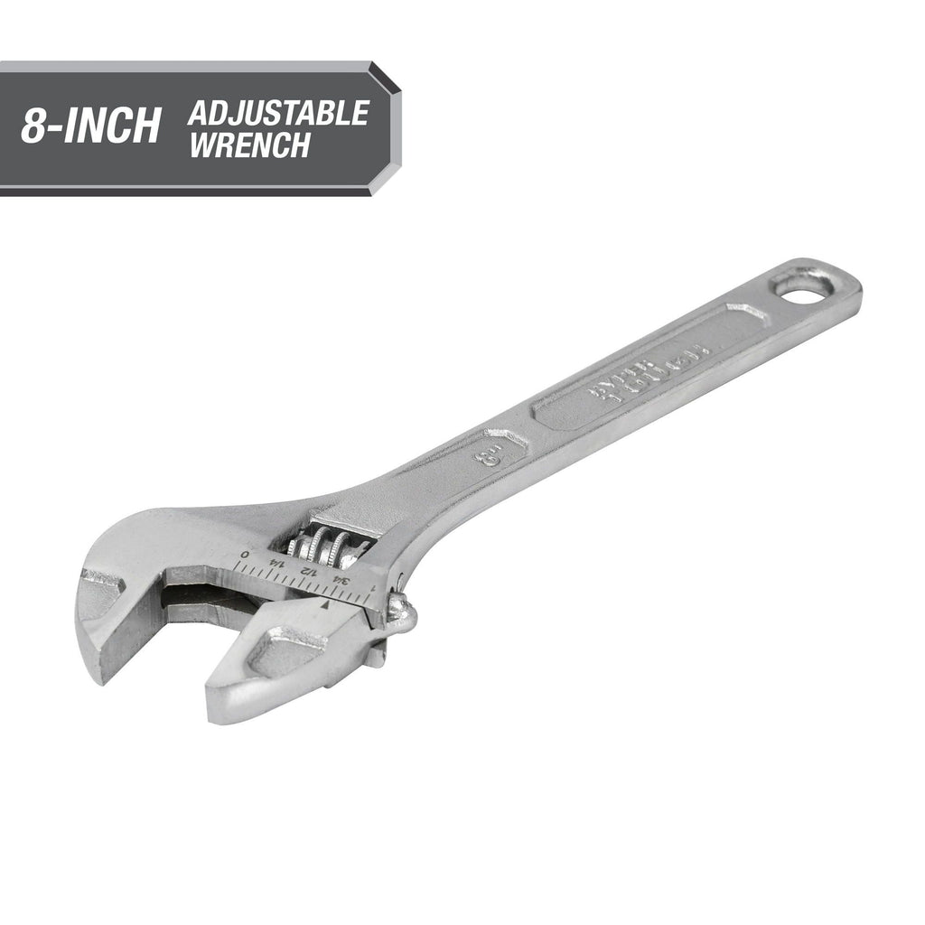 Hyper Tough 8-inch Adjustable Wrench, Steel Construction, Model 43180