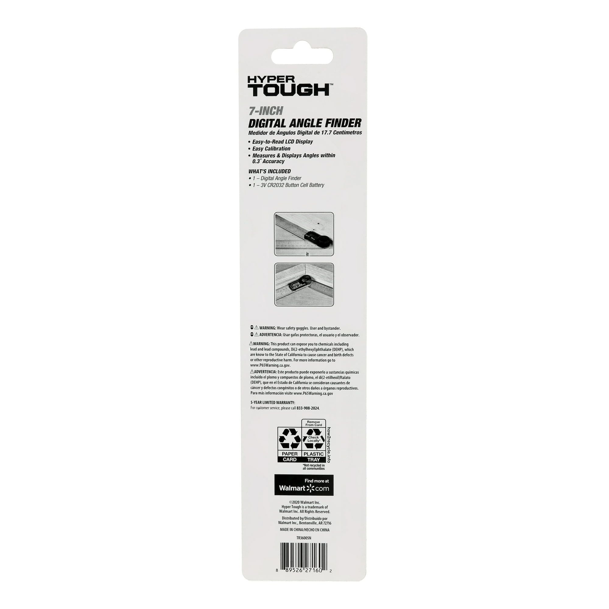 Hyper Tough 7-inch Metal Digital Angle Finder TR36005N , Silver and Black