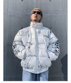 Bear graffiti stand collar cotton coat