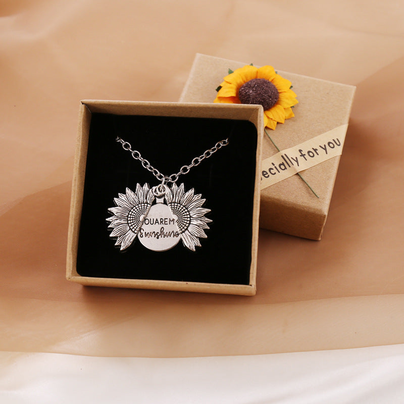 You Are My Sunshine Sunflower Necklace Women Men Pi-Mart