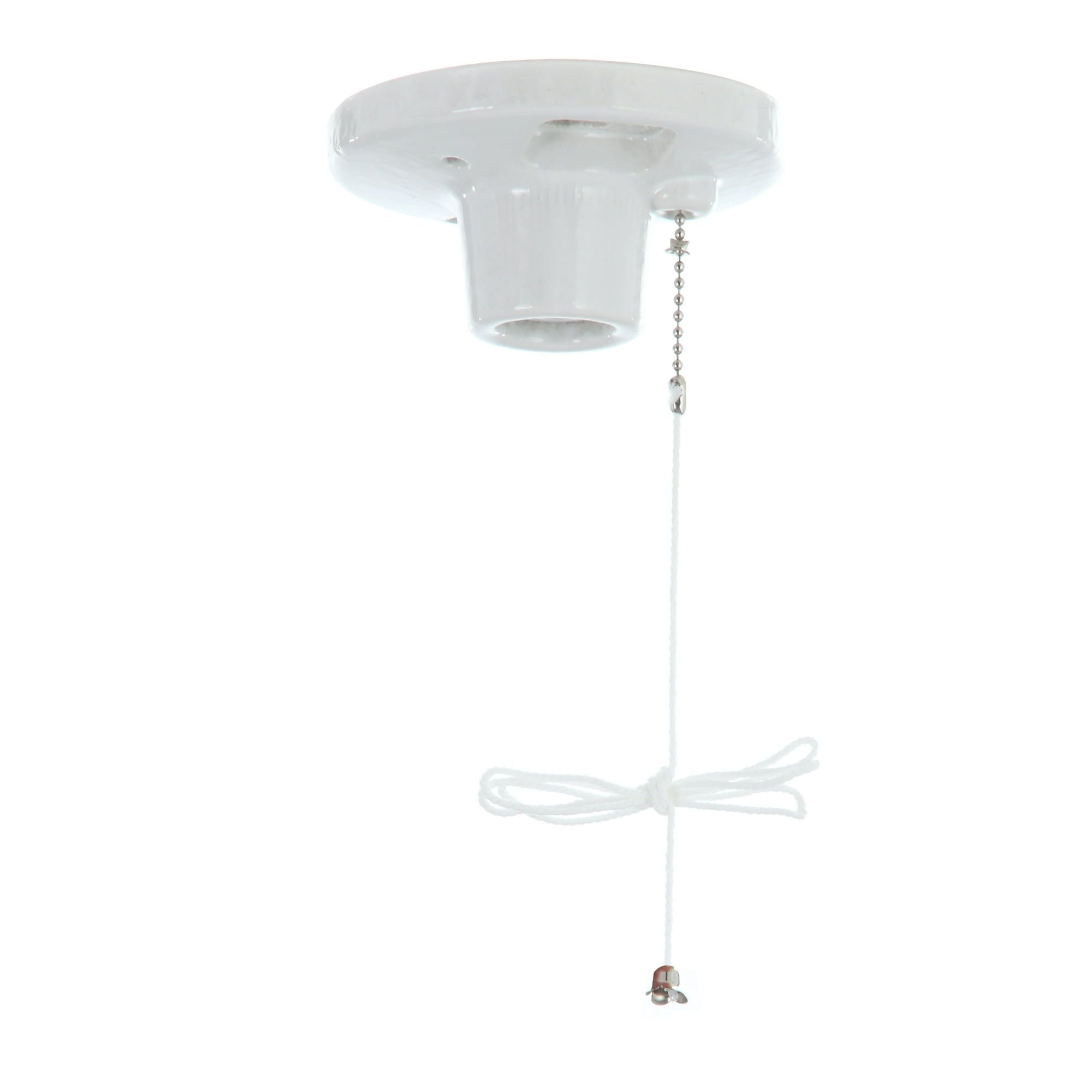 Hyper Tough Pull Chain Traditional Light Bulb Socket Porcelain TD35079G, 2.25" Product Height, 1-PC