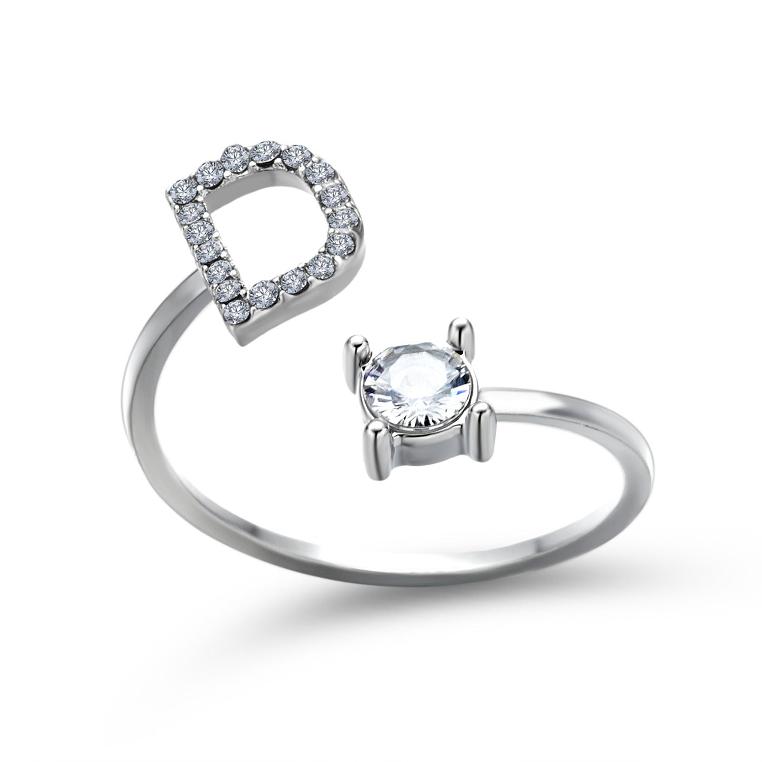 Adjustable 26 Initial Letter Ring Fashion Jewelry For Women Simple Elegant Jewelry Pi-Mart