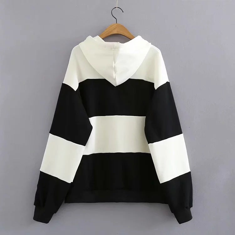 Striped panel hoodie Pi-Mart