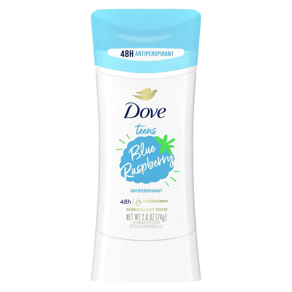 Dove Teens Long Lasting Women's Antiperspirant Deodorant Stick, Blue Raspberry, 2.6 oz