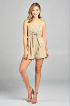 Women's Front Tie Tank Romper with Open back