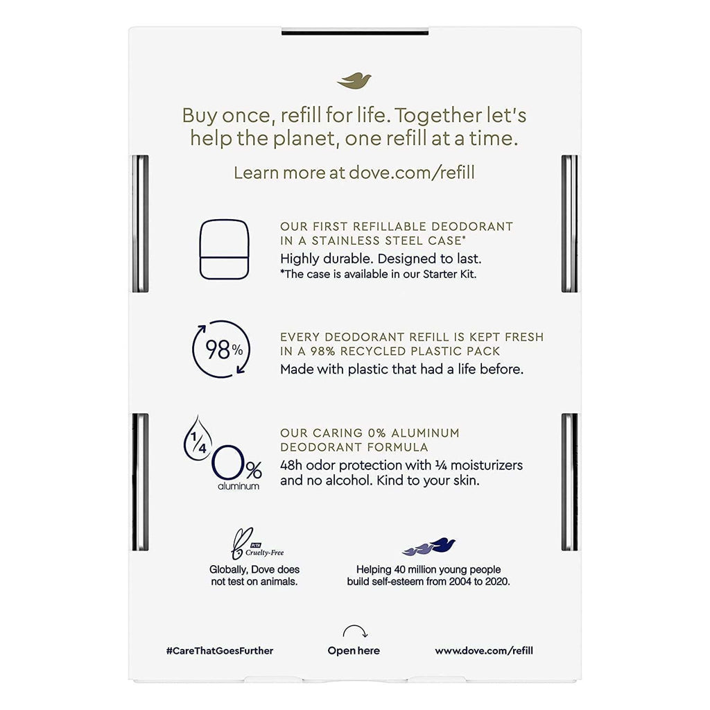 Dove Deodorant Refills Refill Kit 0% Aluminum Sensitive Aluminum Free Deodorant, 1.13 oz